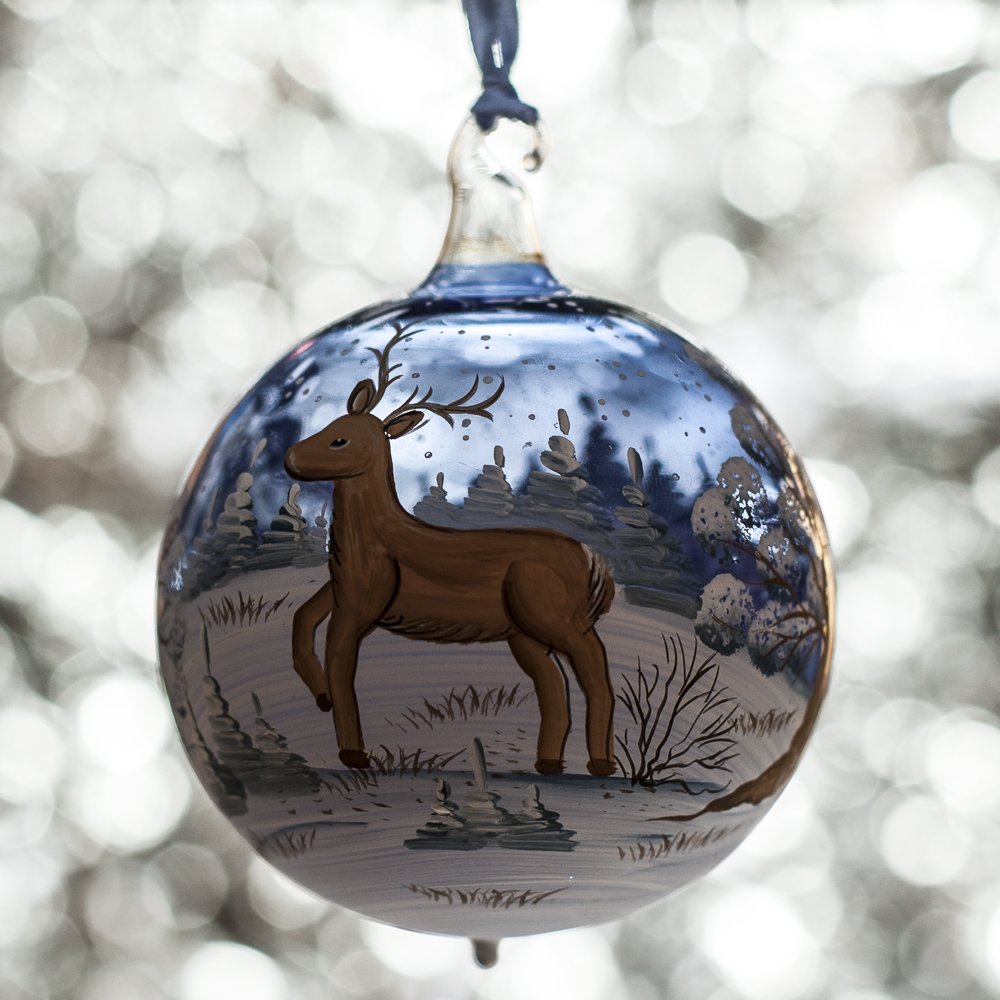 Christmas ball deer blue